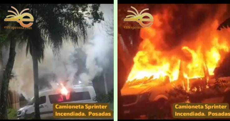 Una camioneta fue consumida por el fuego en Posadas